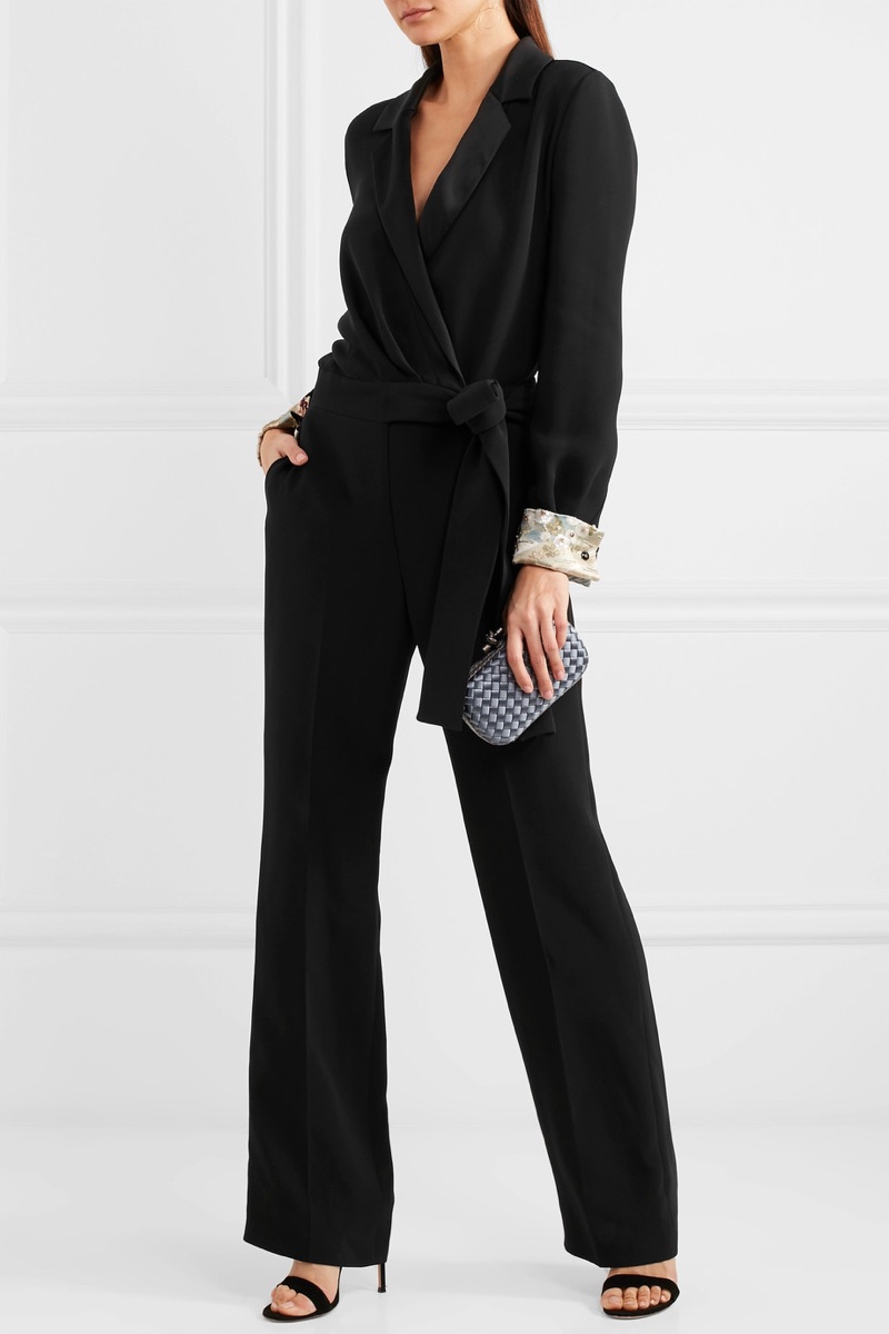 Giorgio Armani Embellished Satin-Trimmed Silk-Blend Crepe Jumpsuit $8,295