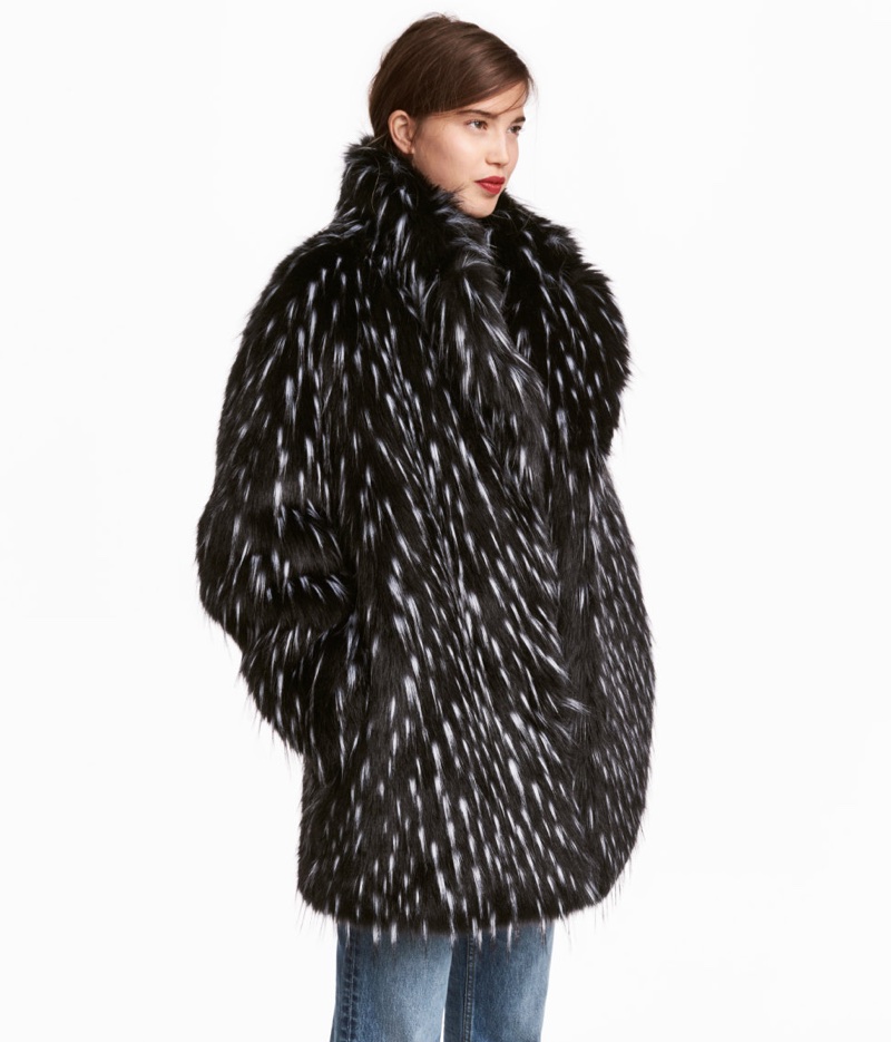 faux fur coat h&m