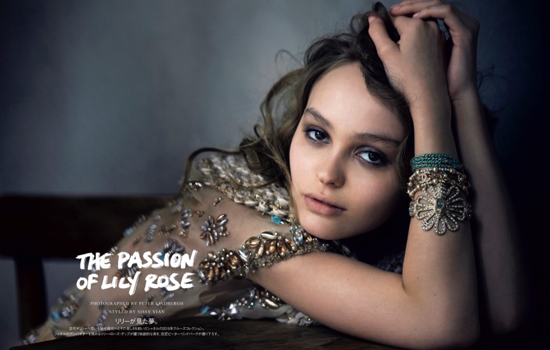 Actress Lily-Rose Depp poses in Chanel's resort 2018 collection