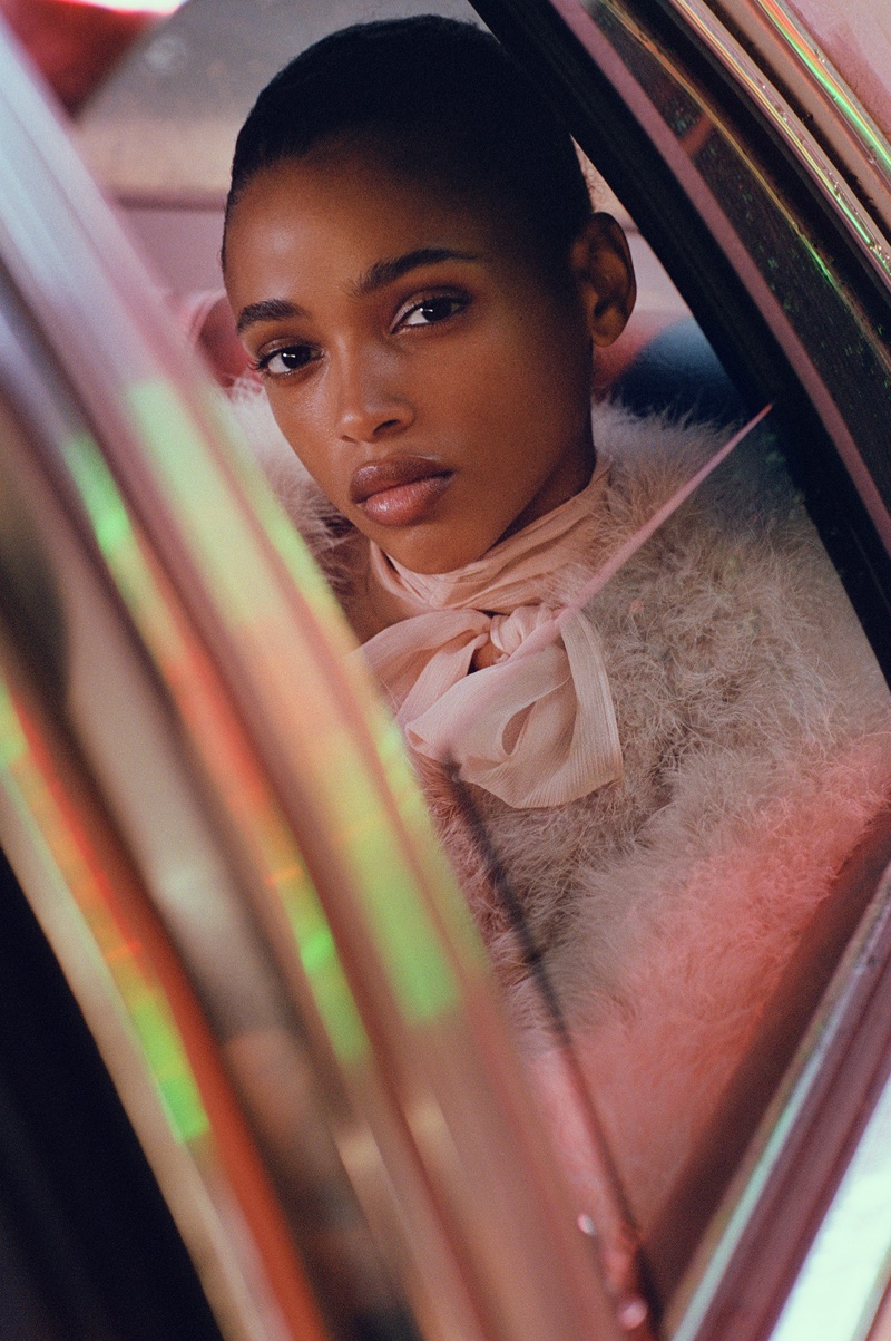Model Aya Jones is ready for her closeup in Mango Before Midnight 2017 campaign