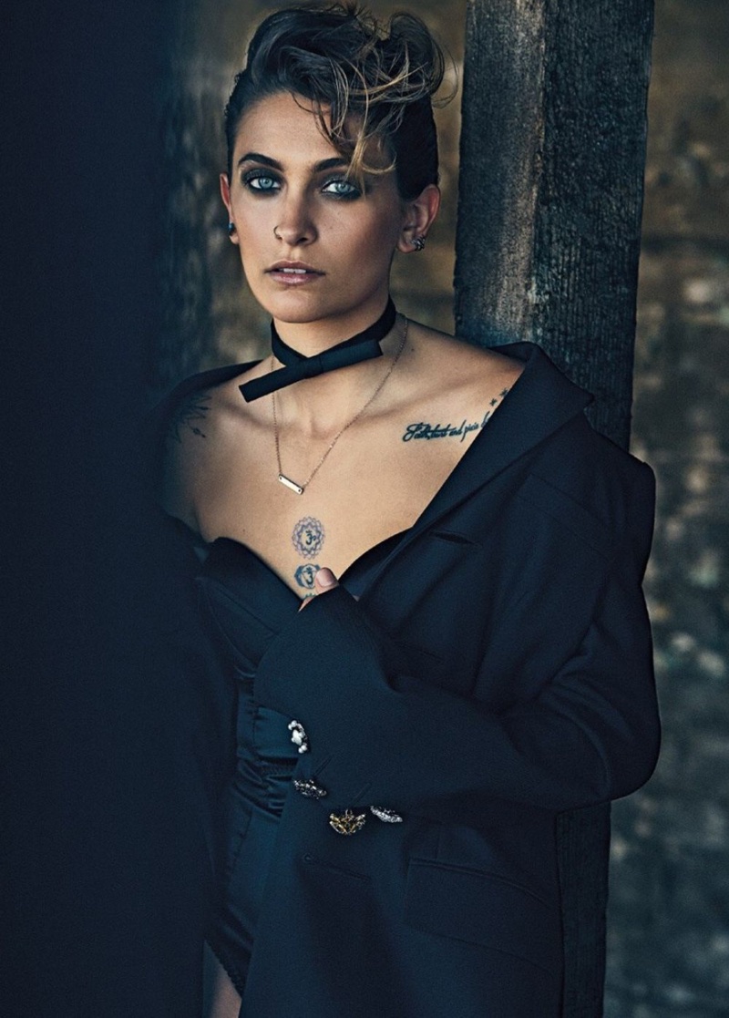 Actress Paris Jackson shows off her tattoos in this shot