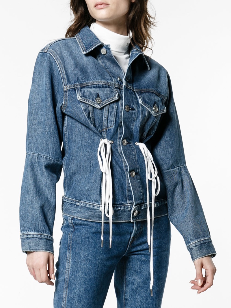 Proenza Schouler PSWL Denim Jacket with Drawstring Waist $662