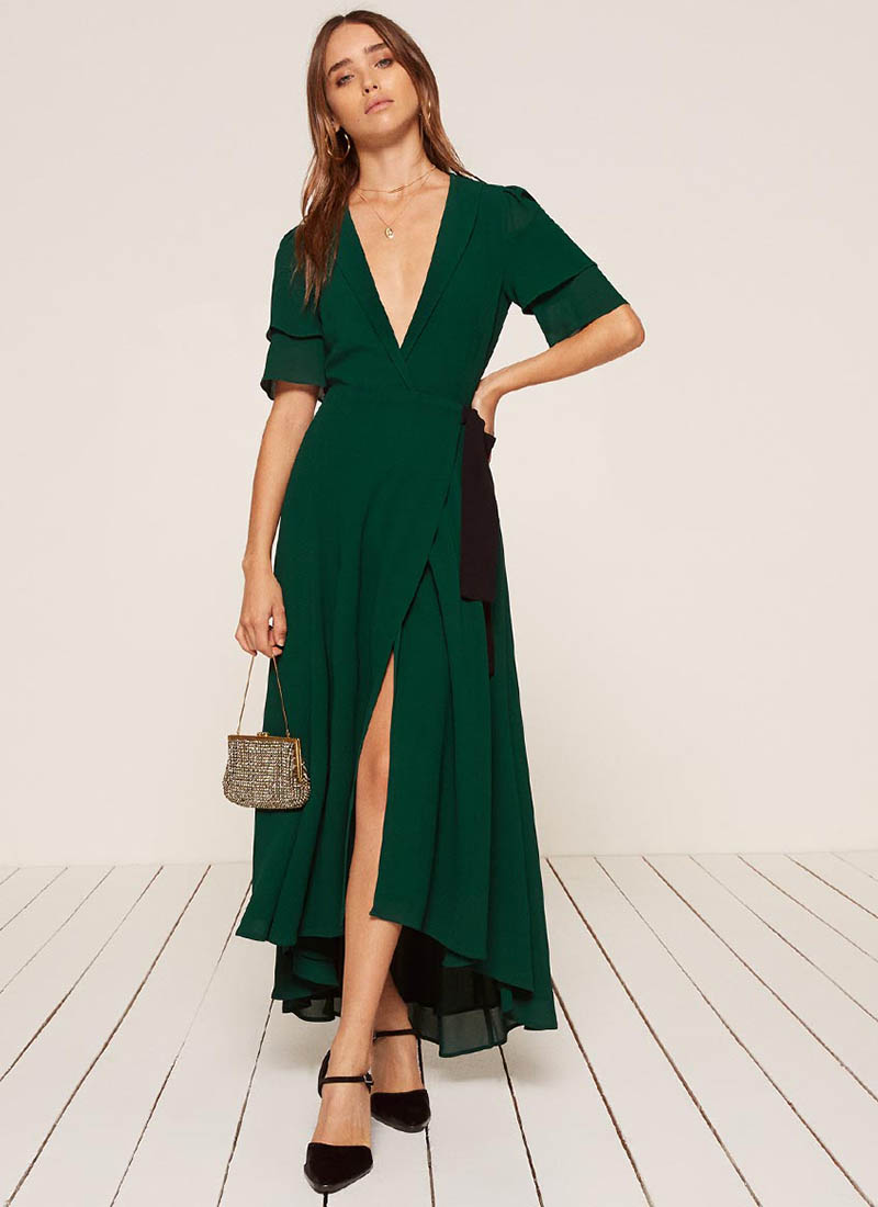 Reformation Layley Dress in Emerald $248