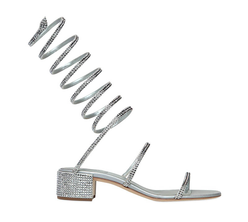 René Caovilla Satin Swarovski Wrap Sandals $2,058