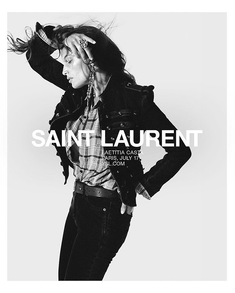 An image from Saint Laurent's spring 2018 advertising campaign with Laetitia Casta