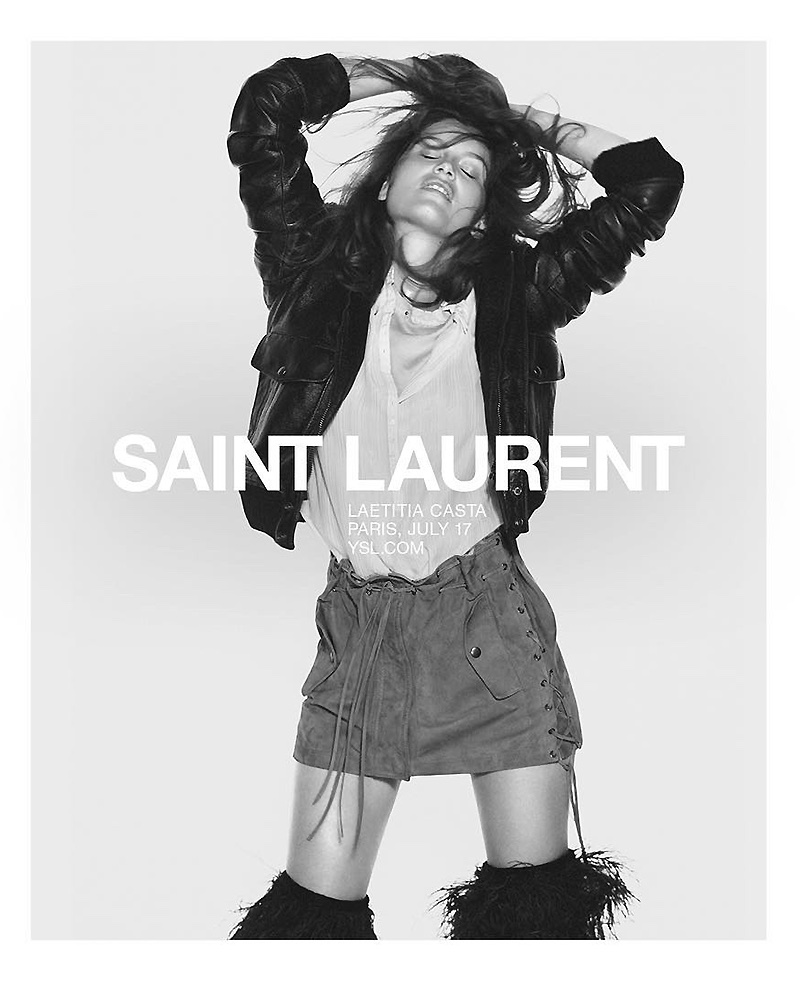 Laetitia Casta strikes a pose for Saint Laurent's spring 2018 campaign