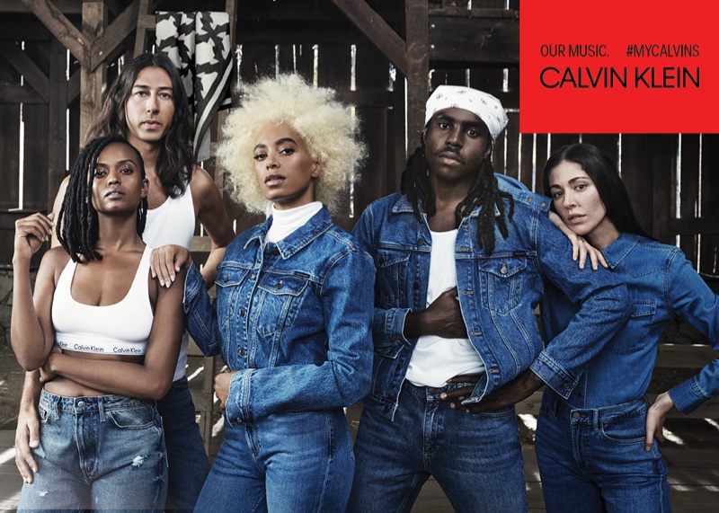 Solange Knowles, Kelela, Dev Hynes, Caroline Polachek and Adam Bainbridge of Kindness front Calvin Klein Underwear + Jeans campaign