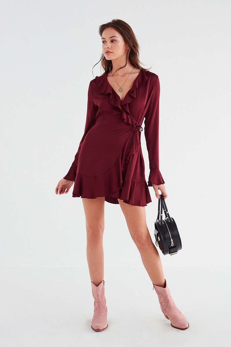 Urban Outfitters Long Sleeve Ruffle Wrap Dress $49 (previously $69)