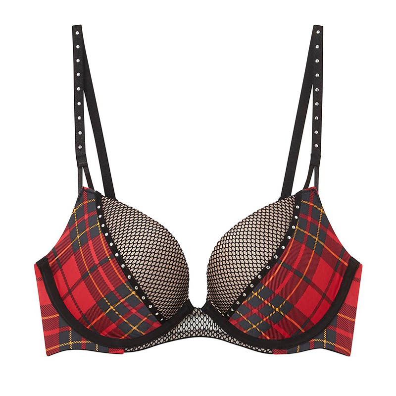 Victoria's Secret x Balmain Plaid Fishnet Push-Up Bra