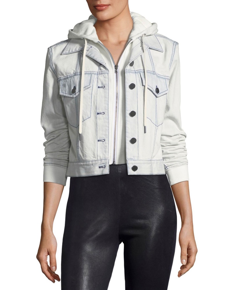 AO.LA Chloe Cropped Denim Jacket with Hood $485