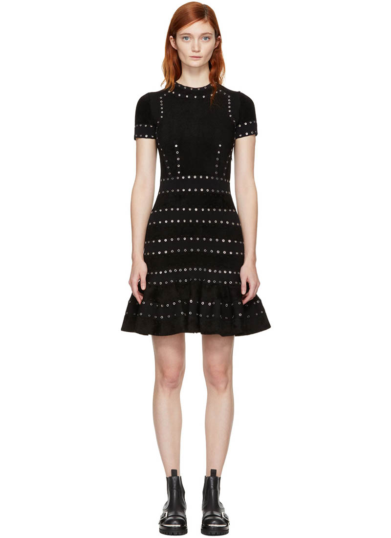 Alexander McQueen Black Eyelet Flared Dress $2097 (previously $2995)