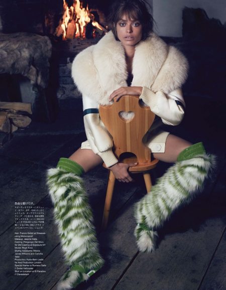 Birgit Kos Models Winter Outerwear for Vogue Japan