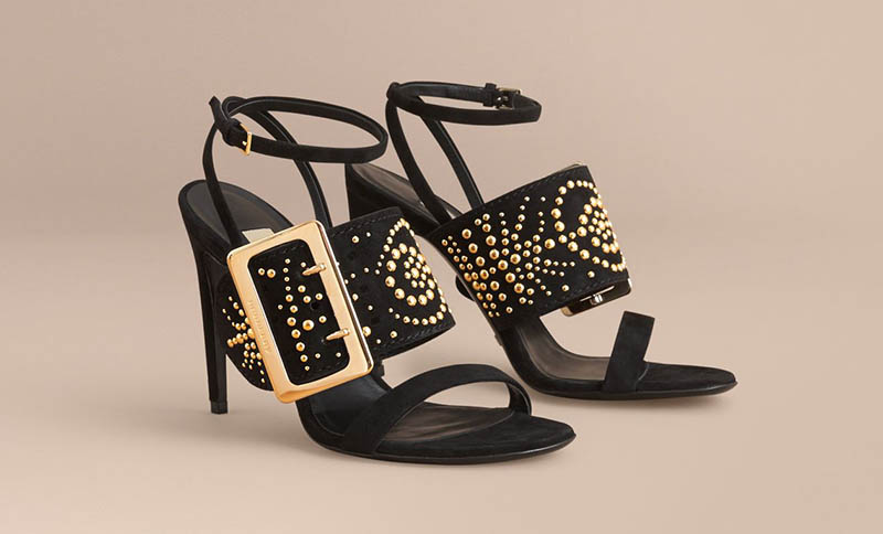 Burberry Riveted Suede Sandals with Buckle Detail $450 (previously $895)
