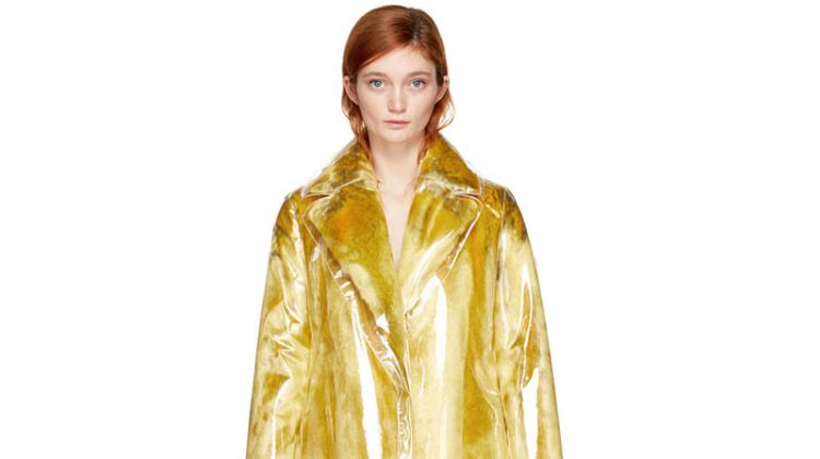 Calvin Klein 205W39NYC Yellow Plastic Faux-Fur Coat $1998 (previously $3995)