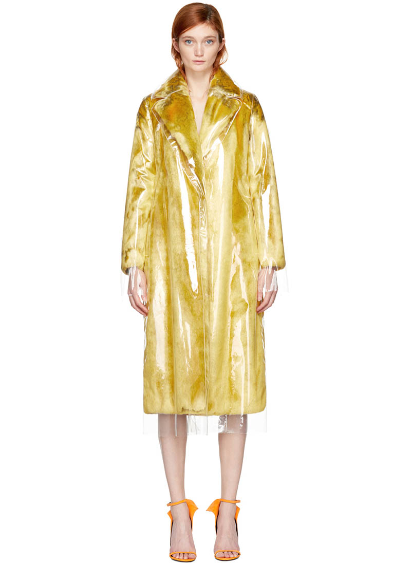 Calvin Klein 205W39NYC Yellow Plastic Faux-Fur Coat $1998 (previously $3995)