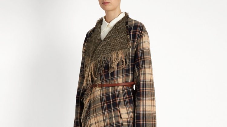 Chloe Fringed Wool Cotton-Blend Tartan Coat $1,038 (previously $2,595)