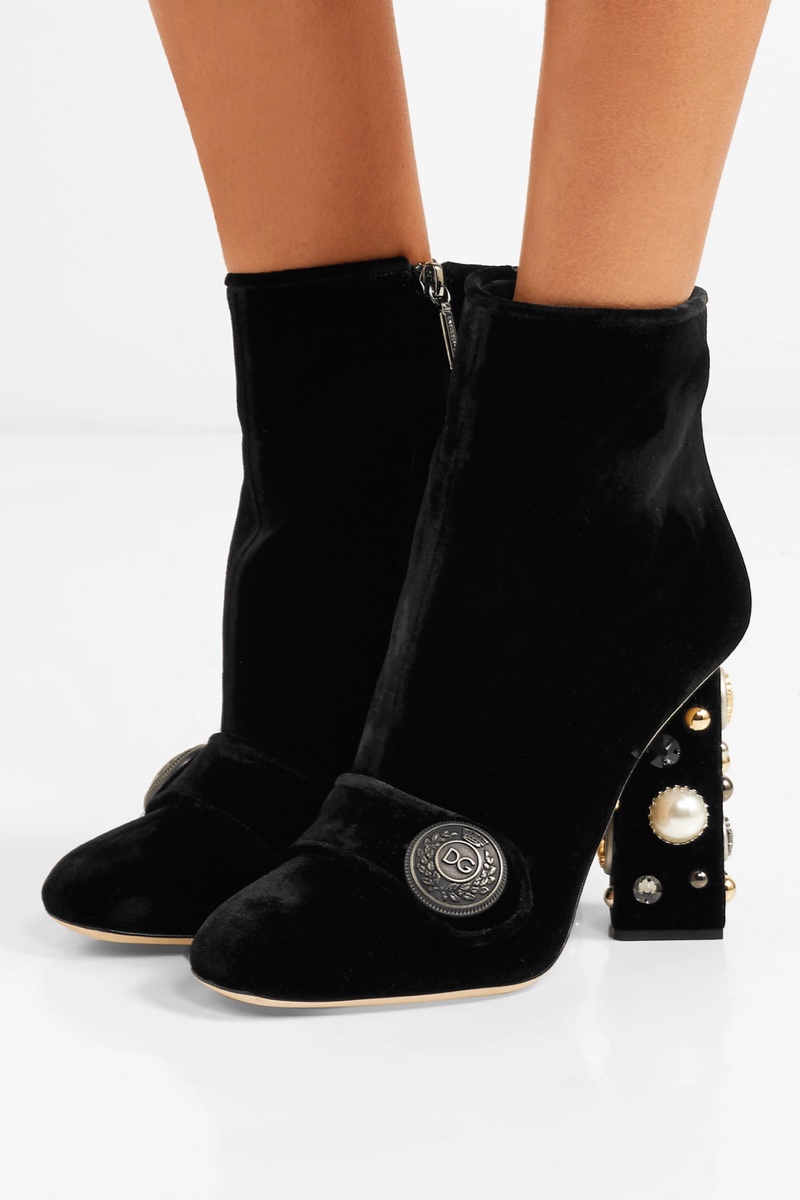 Dolce & Gabbana Embellished Velvet Ankle Boots $777 (previously $1,295)