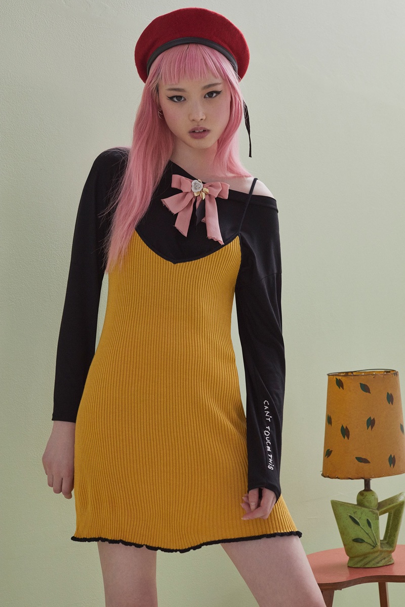 Fernanda Ly looks retro chic in For Love & Lemons Knitz designs