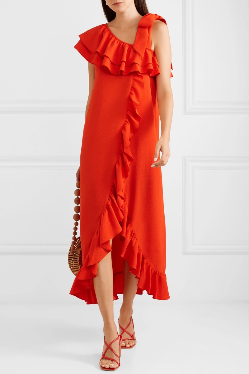 Ganni Clark Ruffled Stretch-Crepe Maxi Dress $125 (previously $250)