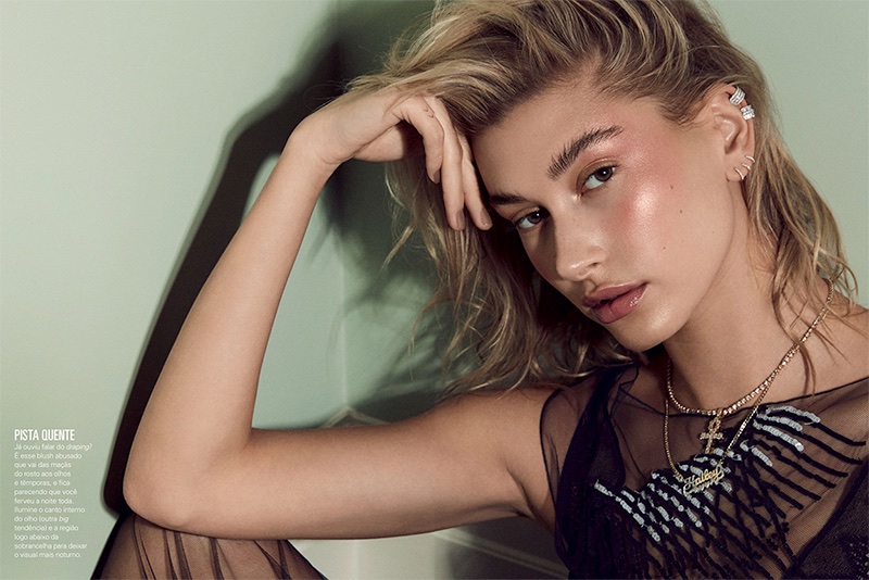 Hailey Baldwin & Maria Borges Model Shimmering Makeup Looks for Glamour Brazil