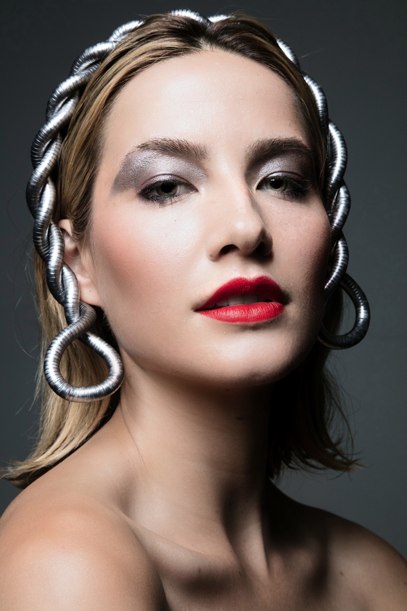 Alana Greszata wears a bold red lip. Photo: Jeff Tse