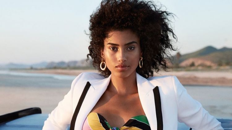 Imaan Hammam Poses in Tropical Looks for PORTER Magazine
