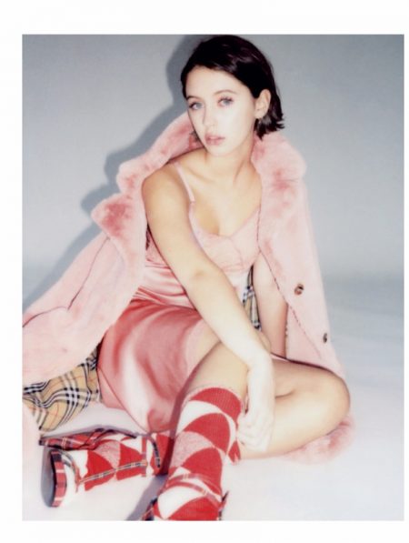 Iris Law Poses in Pastel Burberry Looks for Jalouse Clad in pink, Iris Law poses in complete ensemble from Burberry