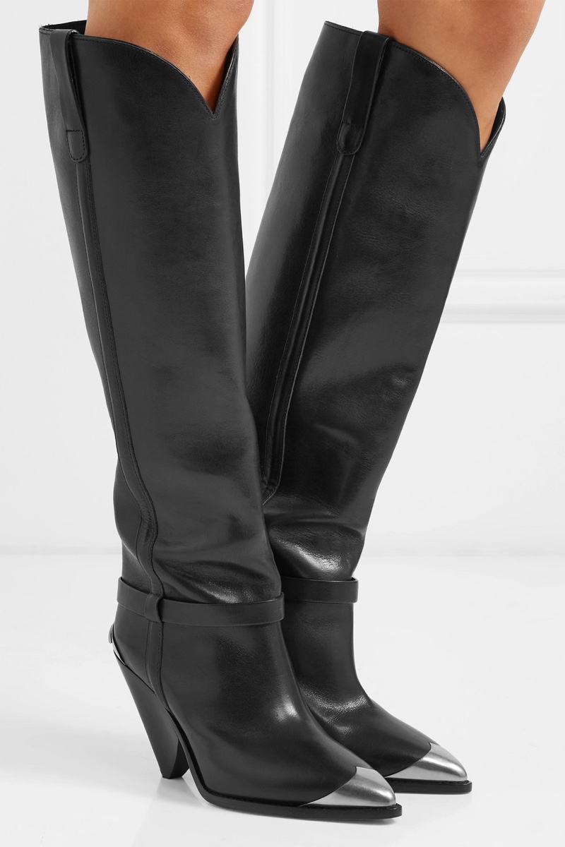 Isabel Marant Lenskee Metal-Trimmed Leather Knee Boots $1,050 (previously $1,750)