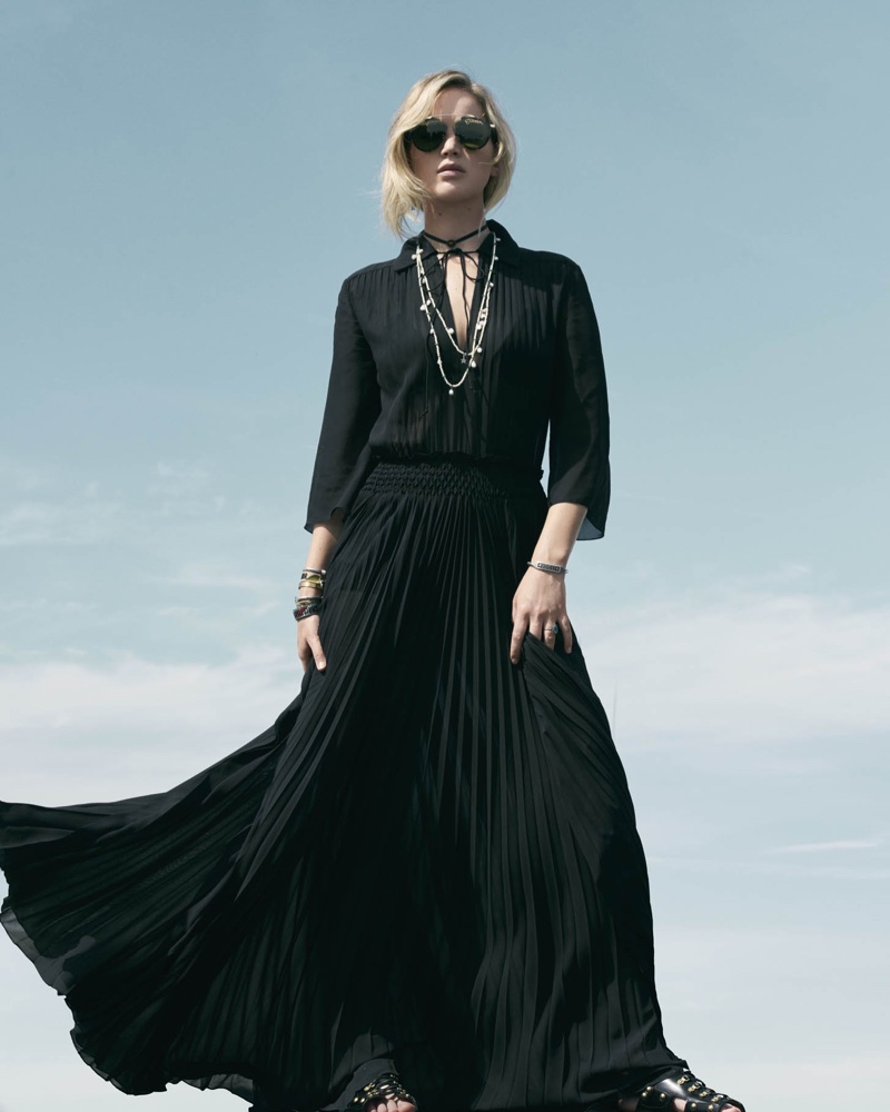 Dressed in black, Jennifer Lawrence wears Dior's resort 2018 collection
