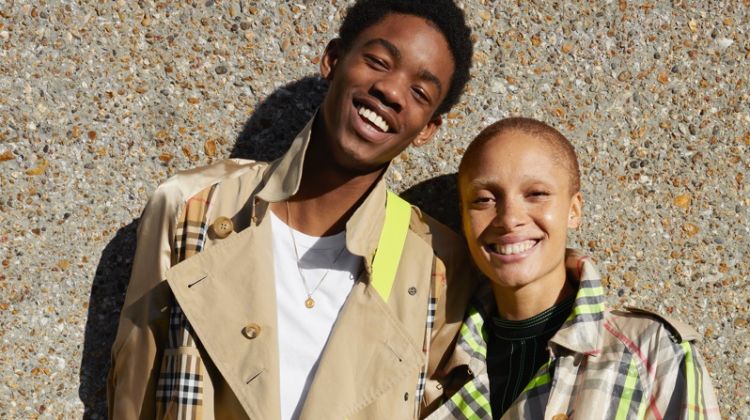 Montell Martin and Adwoa Aboah wear Burberry trench coats for #JuergenXAdwoa campaign