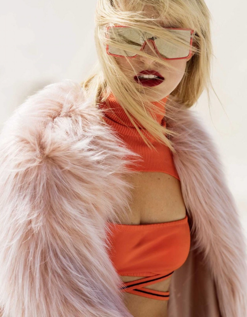 Karolina Kurkova Models Colorful Coats for ELLE Russia