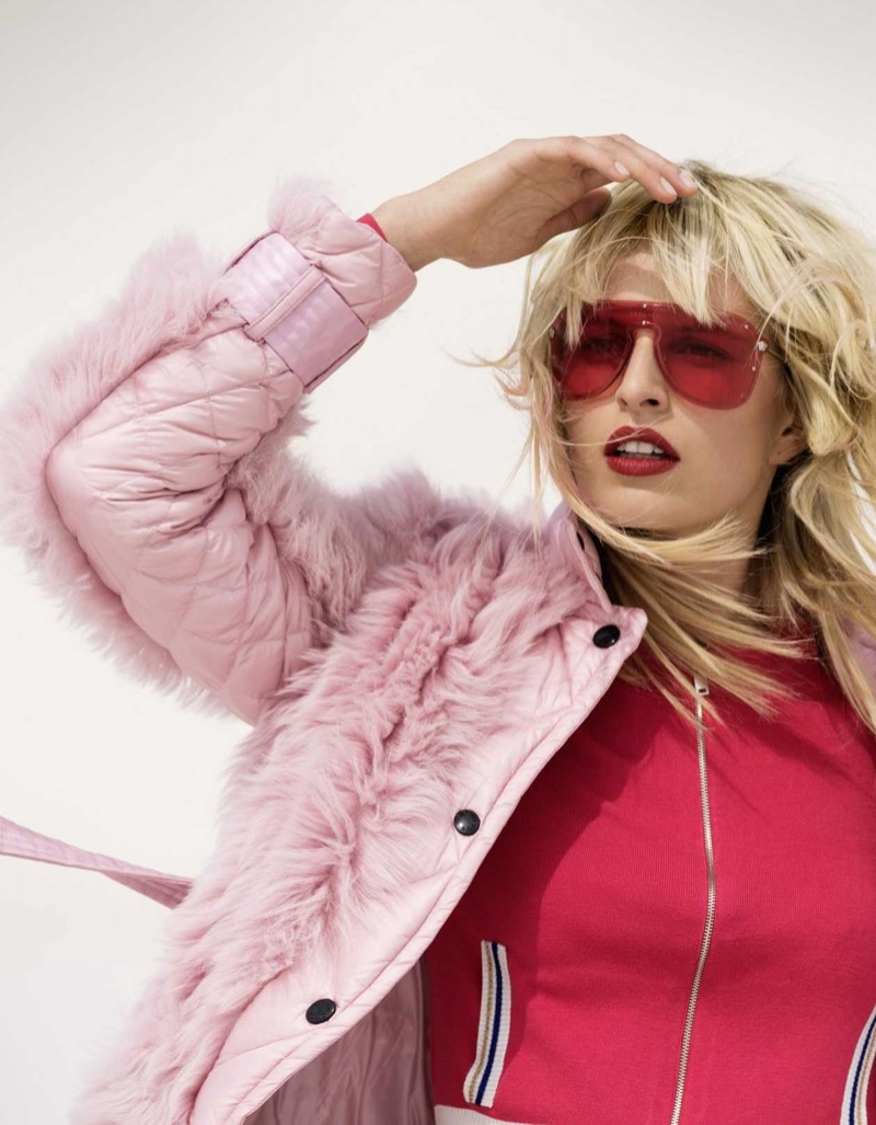 Karolina Kurkova Models Colorful Coats for ELLE Russia