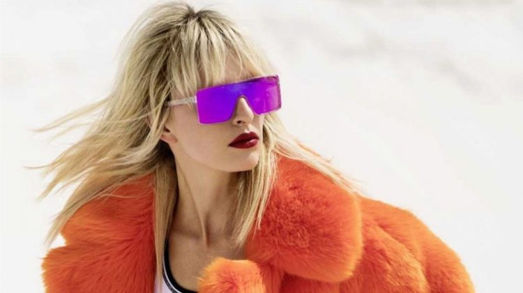 Karolina Kurkova Models Colorful Coats for ELLE Russia