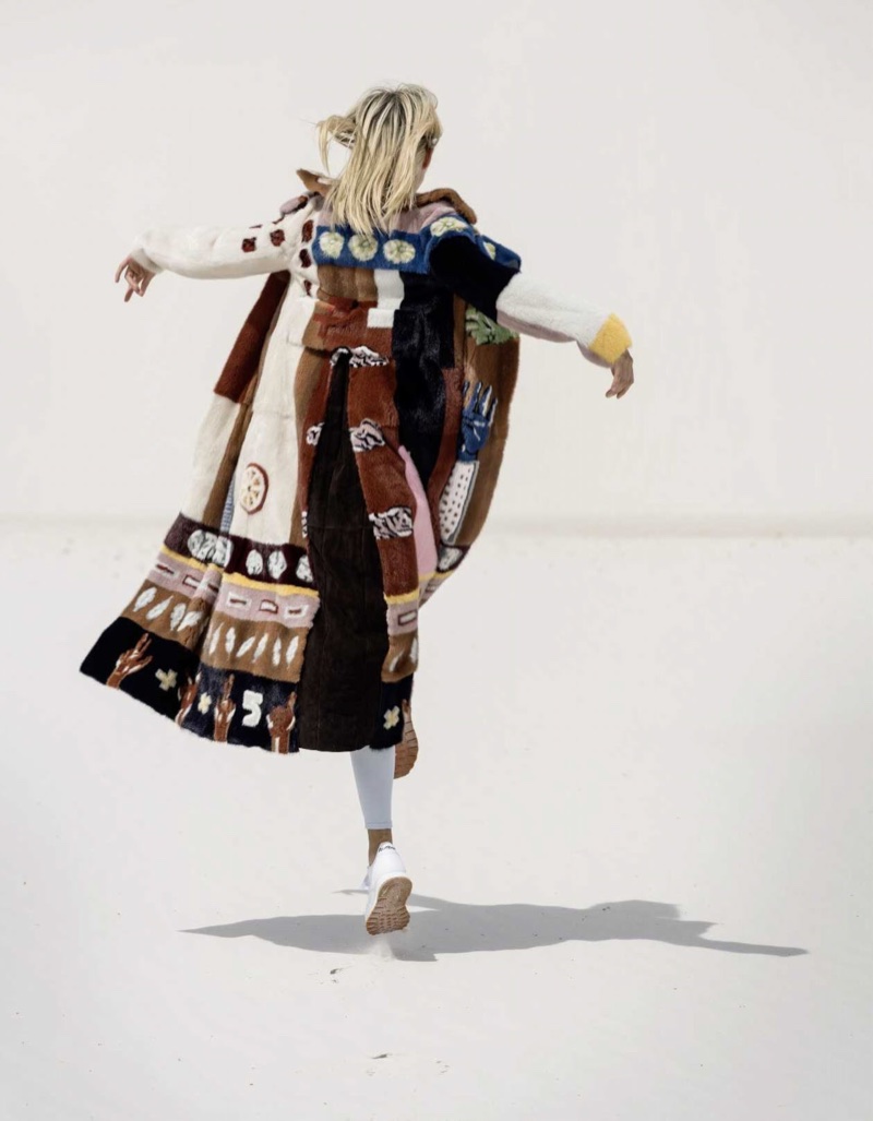 Karolina Kurkova Models Colorful Coats for ELLE Russia