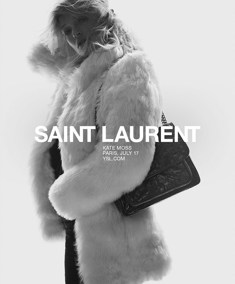 Supermodel Kate Moss covers up in fur coat for Saint Laurent’s spring 2018 campaign