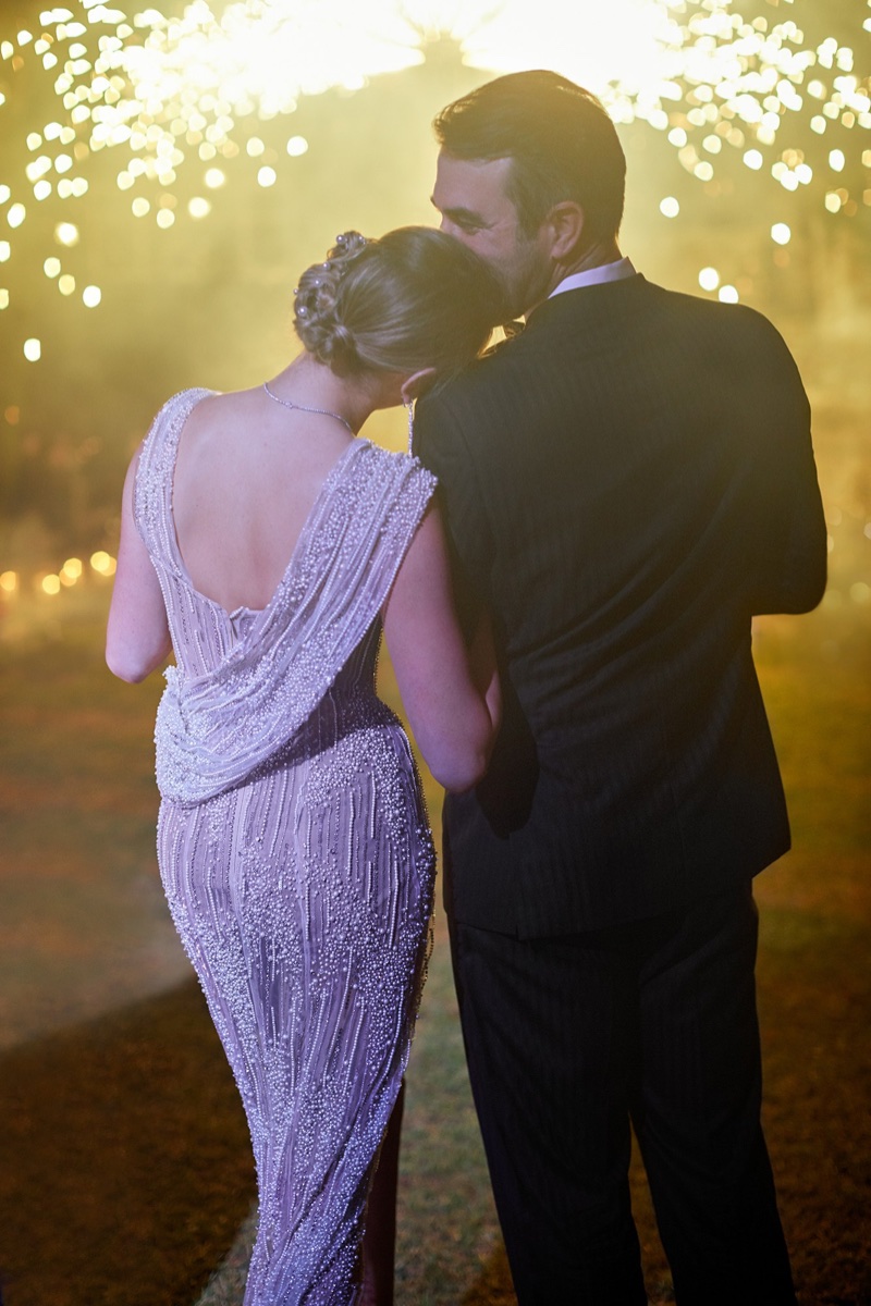 At her wedding reception, Kate Upton wore a custom Christy Rilling Studio gown. Photo: KT Merry/Vogue 