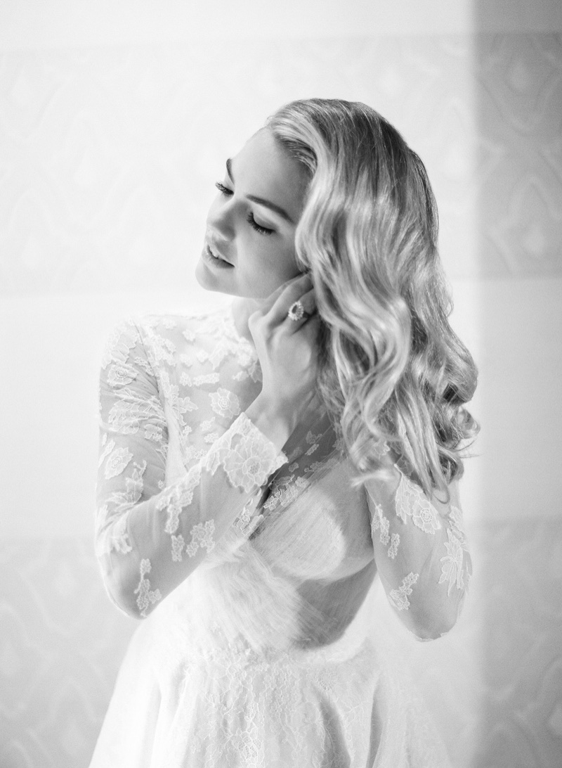 Model Kate Upton wears custom Valentino wedding dress. Photo: KT Merry/Vogue