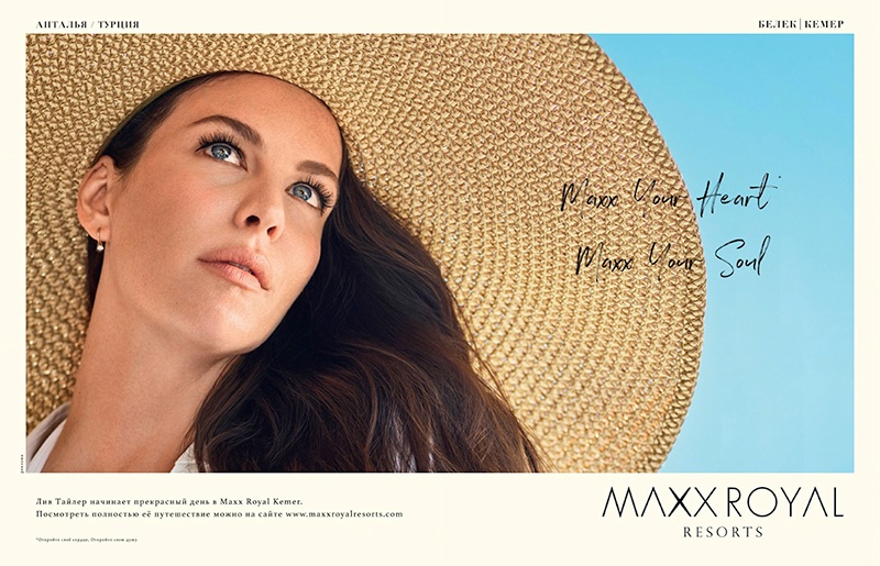 Actress Liv Tyler wears sunhat in Maxx Royal Resorts 2018 campaign