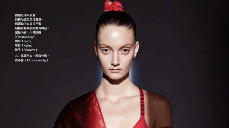 Codie Young Models Head-to-Toe Red Fashion for Vogue Taiwan