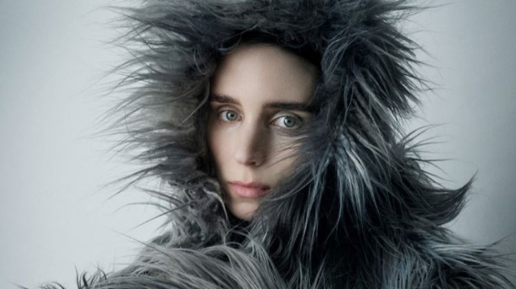 Covering up, Rooney Mara poses in fur coat