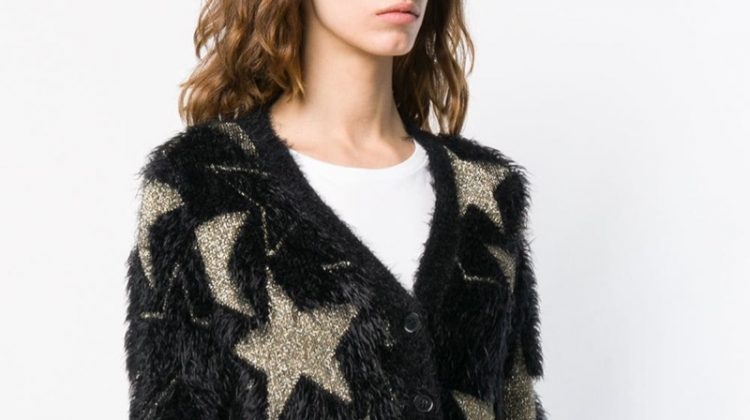 Saint Laurent Lurex Stars Jacquard Cardigan $1,062