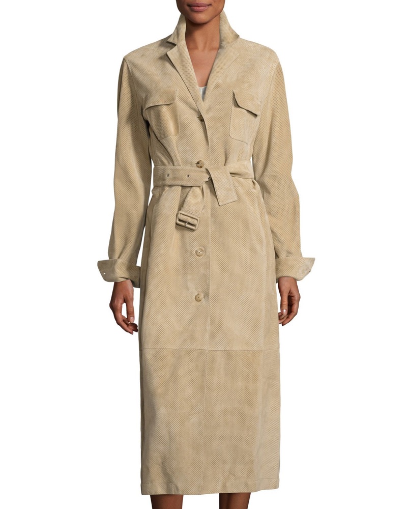 The Row Zoe Perforated Suede Trenchcoat $2,391.90 (previously $5,950)