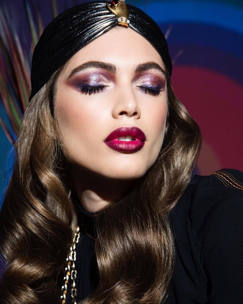 Channeling a vamp makeup look, Valentina Sampaio fronts Marc Jacobs Beauty