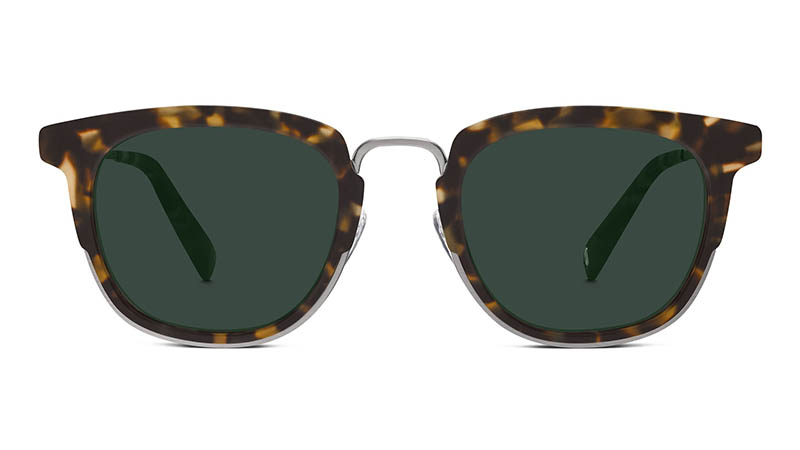 Warby Parker Avery Sunglasses in Hazelnut Tortoise Matte with Green-Grey Lenses $145