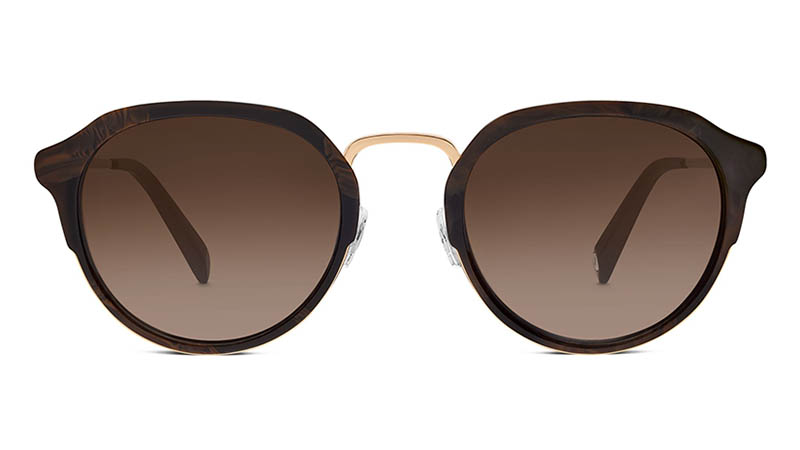 Warby Parker Wyatt Sunglasses in Marbled Walnut with Brown Gradient Lenses $145