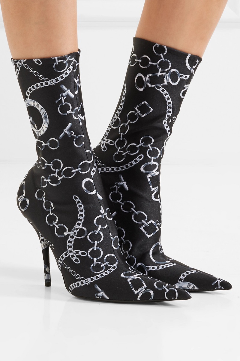 Balenciaga Knife Printed Spandex Sock Boots $1,195