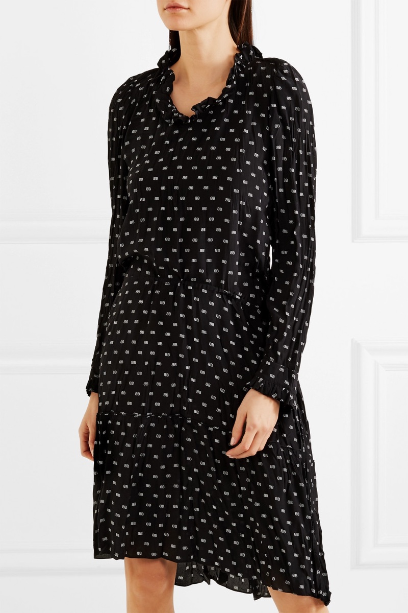 Balenciaga Printed Crinkled-Silk Midi Dress $2,290