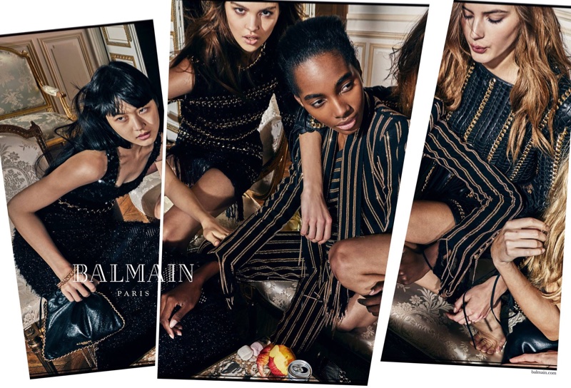 Kiko Arai, Katrin Zakharova, Tami Williams and Valery Kaufman wear bold looks for Balmain’s spring-summer 2018 campaign