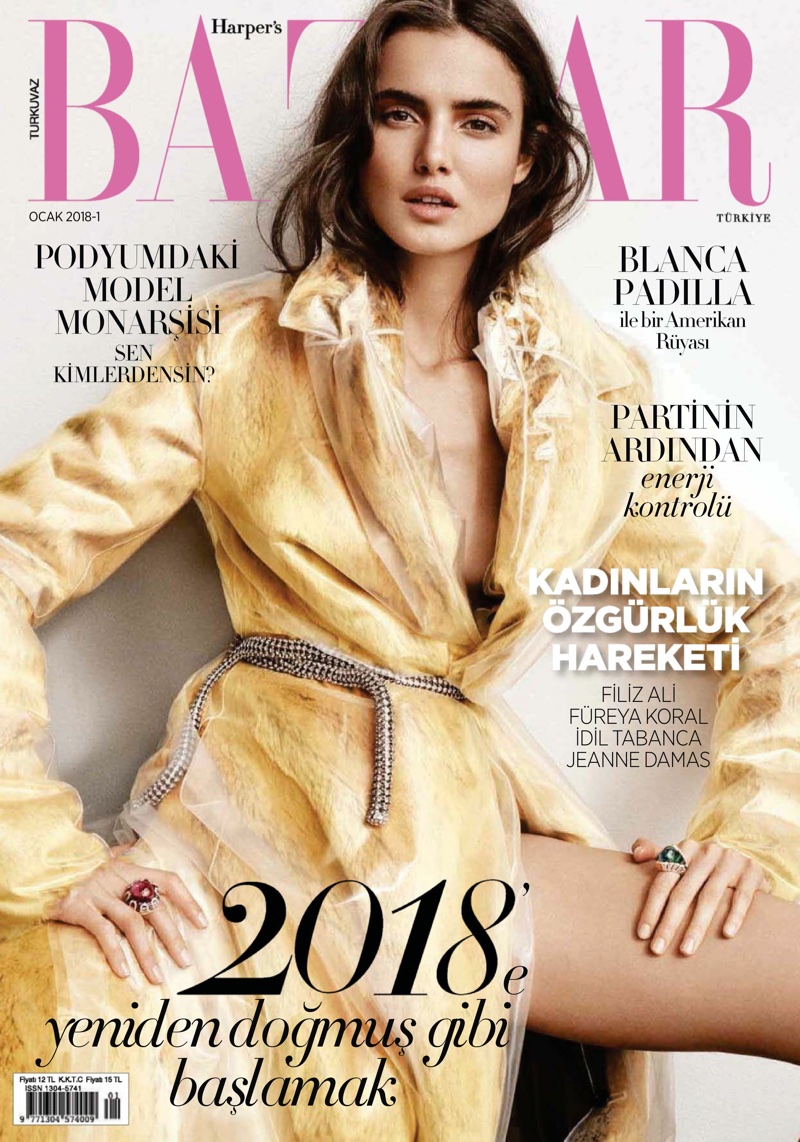 Blanca Padilla on Harper's Bazaar Turkey January 2018 Cover