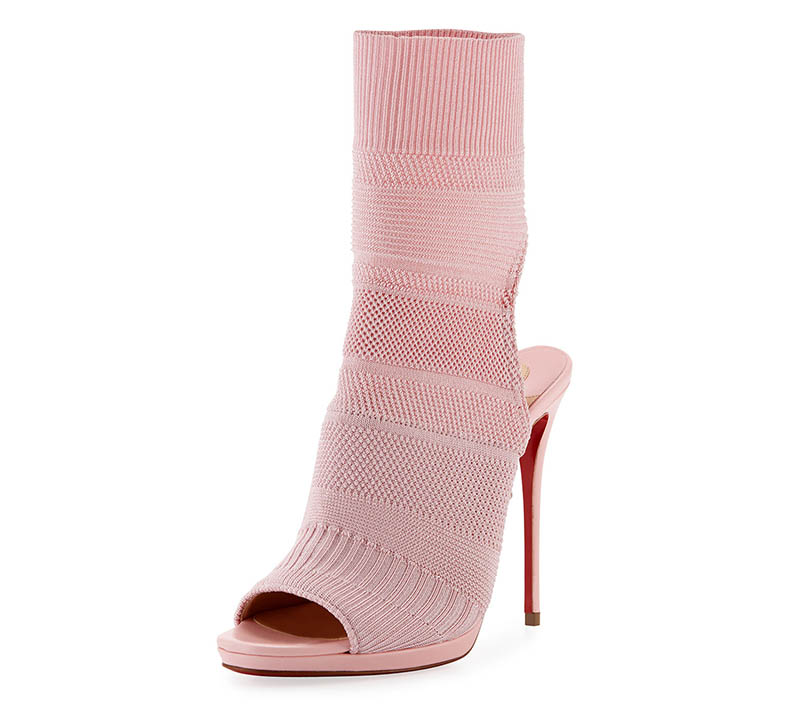 Christian Louboutin Cheminene Stretch-Knit Open-Toe Bootie $1,045